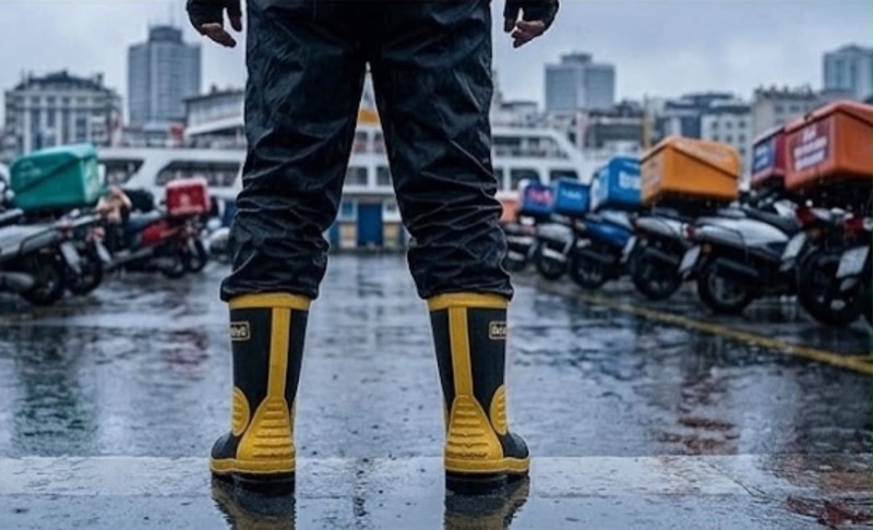 İstanbul’da kurye motosikletleri önünde